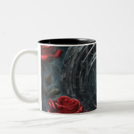 Caneca De Café Em Dois Tons Aço e rosas 015