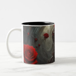 Caneca De Café Em Dois Tons Aço e rosas 016