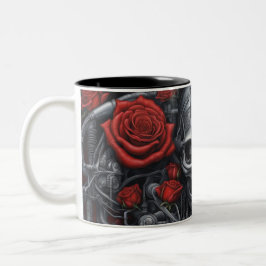 Caneca De Café Em Dois Tons Aço e rosas 019