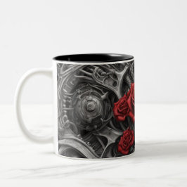 Caneca De Café Em Dois Tons Aço e rosas 021