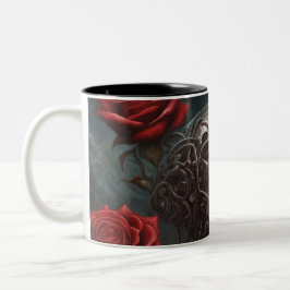 Caneca De Café Em Dois Tons Aço e rosas 023