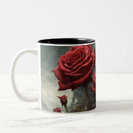 Caneca De Café Em Dois Tons Aço e rosas 026