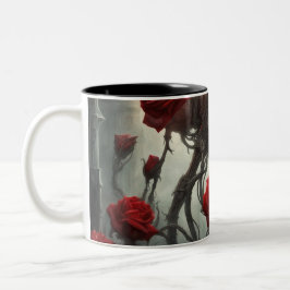 Caneca De Café Em Dois Tons Aço e rosas 028