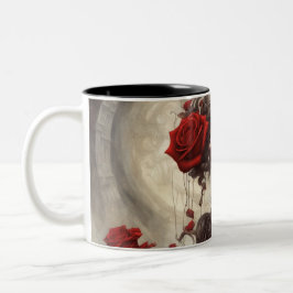 Caneca De Café Em Dois Tons Aço e rosas 029