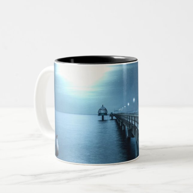 Caneca De Café Em Dois Tons Acoplamento na Noite da Baía (Frente Esquerda)