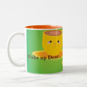 Caneca De Café Em Dois Tons Acordar, querido Chá impresso ou Café Elegante.