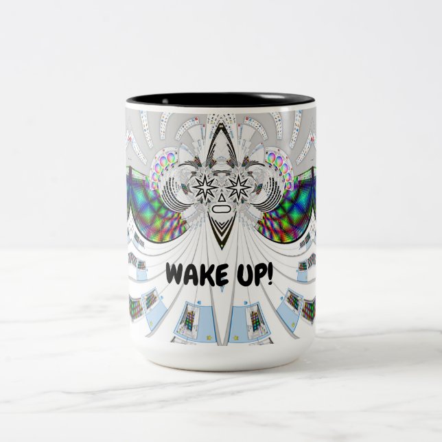 Caneca De Café Em Dois Tons  ACORDAR!Robô (Centro)