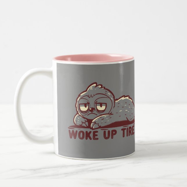 Caneca De Café Em Dois Tons Acordou Cansado (Esquerda)