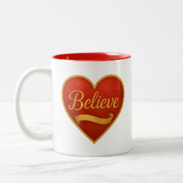 Caneca De Café Em Dois Tons Acredite Coração Vermelho