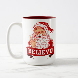 Caneca De Café Em Dois Tons Acredite em Papai Noel