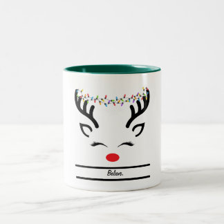 Caneca De Café Em Dois Tons Acredite em renas de Natal