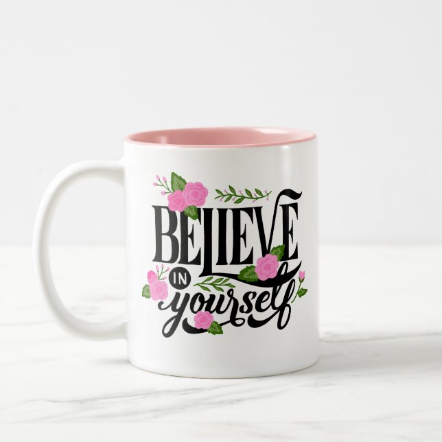 Caneca De Café Em Dois Tons Acredite em si mesmo (Esquerda)