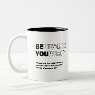 Caneca De Café Em Dois Tons Acredite Em Si Mesmo, Mug Motivacional
