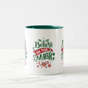 Caneca De Café Em Dois Tons Acredite na Tipografia de Natal Mágico