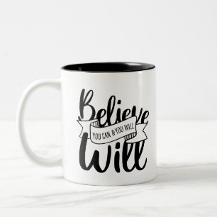 Caneca De Café Em Dois Tons Acredite que você pode e evita reclamações de g