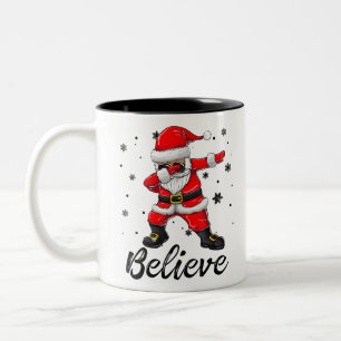 Caneca De Café Em Dois Tons Acreditem no Natal Dabbing Santa Claus Kids B