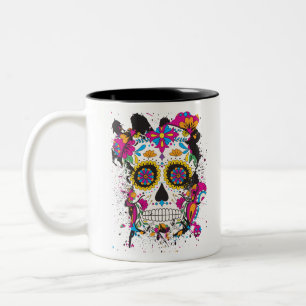 Caneca De Café Em Dois Tons Açúcar crânio diâmetro de los muertos