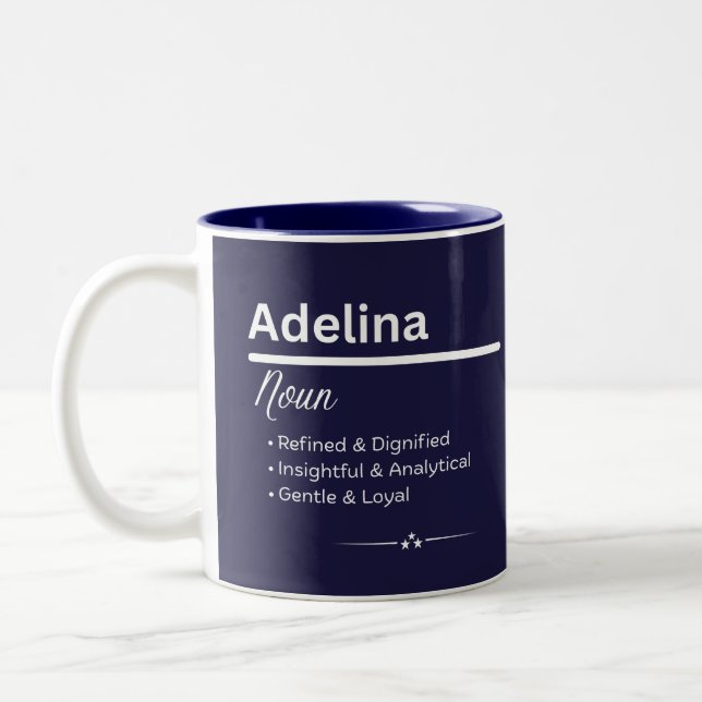 Caneca De Café Em Dois Tons Adelina Personalized Girl Name Meaning Coffee Mug (Esquerda)