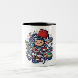 Caneca De Café Em Dois Tons Adesivo de Astronauta Marroquino Fofo Kawaii de Ch