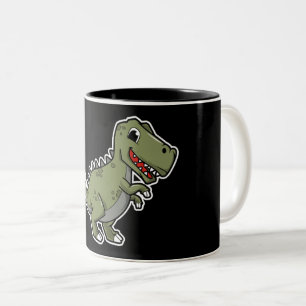 Caneca De Café Em Dois Tons Adesivo de Dinossauro T-Rex Fofo – Dino de Desenho