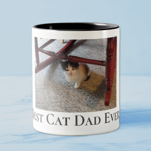 Caneca De Café Em Dois Tons Adicionar Foto Personalizada Melhor Pai de Gato de