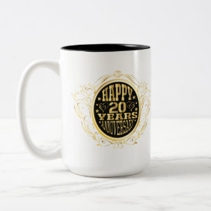 Caneca De Café Em Dois Tons Adicionar nome data do 20º aniversário