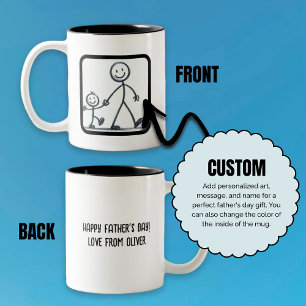 Caneca De Café Em Dois Tons Adicionar o dia de Trabalho de arte do filho perso