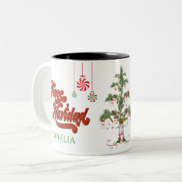 Caneca De Café Em Dois Tons Adicione Nome Fleece Navidad Merry Christmas Sheer