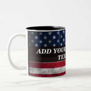 Caneca De Café Em Dois Tons Adicione seu texto na bandeira americana