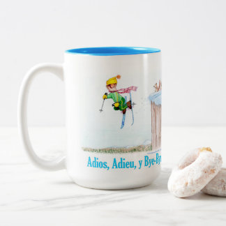 Caneca De Café Em Dois Tons Adios, Adieu y Bye-Bye