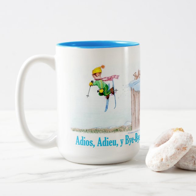 Caneca De Café Em Dois Tons Adios, Adieu y Bye-Bye (Com Donut)