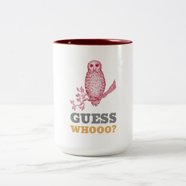 Caneca De Café Em Dois Tons Adivinha Quem Coruja Mug (Centro)