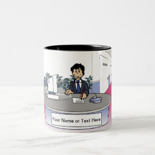 Caneca De Café Em Dois Tons Admin Asst, Recepcionista - Cartoon Masculino