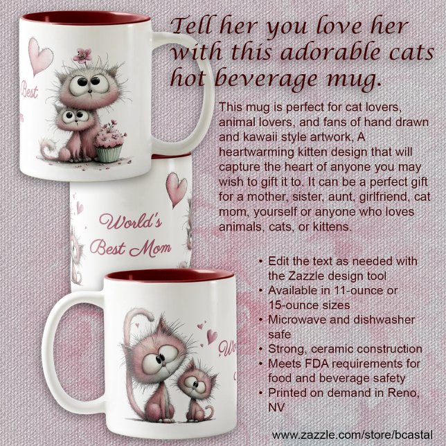 Caneca De Café Em Dois Tons Adorable Cats Illustrations Mug (Criador carregado)