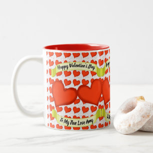 Caneca De Café Em Dois Tons Adorando Corações Mug
