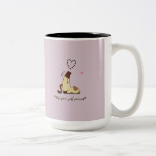 Caneca De Café Em Dois Tons Adorável adesivo de gato esticando para amantes de