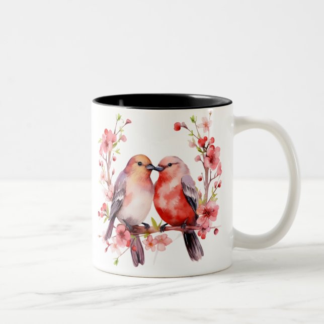 Caneca De Café Em Dois Tons Adorável - aves adoráveis (Direita)