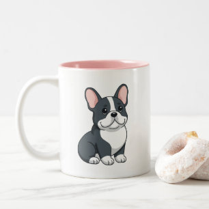 Caneca De Café Em Dois Tons Adorável Bulldog Francês Preto e Branco