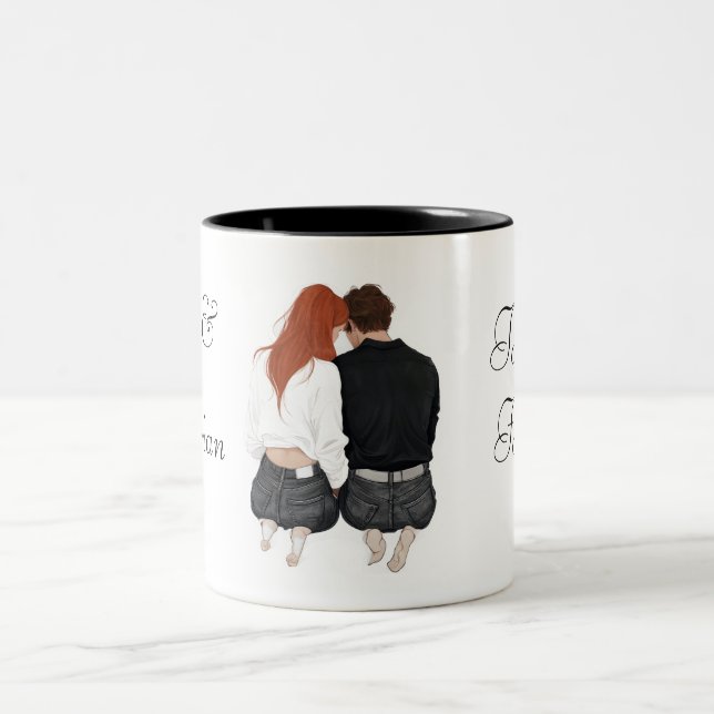 Caneca De Café Em Dois Tons Adorável Casal Mug (Centro)
