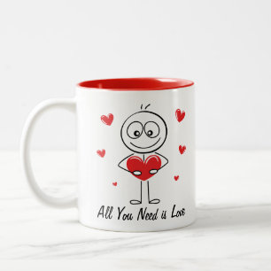 Caneca De Café Em Dois Tons Adorável Design de Boneco de Palito Tudo o que Voc