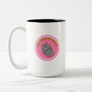 Caneca De Café Em Dois Tons Adorável Gato Preguiçoso Design "Muito Fofo Para S