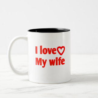 Caneca De Café Em Dois Tons Adoro a minha mulher - Presente Romântico para a e