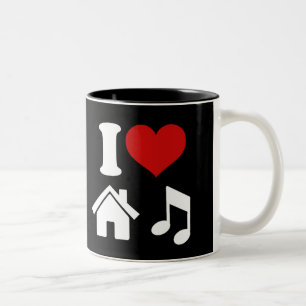 Caneca De Café Em Dois Tons Adoro Café Musical House Mug Dança do Partido Ib