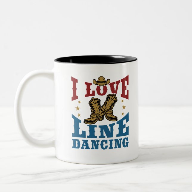Caneca De Café Em Dois Tons Adoro dança de linha (Esquerda)