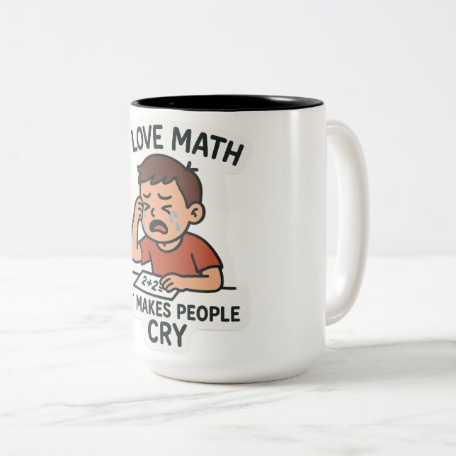 Caneca De Café Em Dois Tons Adoro Matemática - Cartoon Sticker Engraçado (Frente Esquerda)