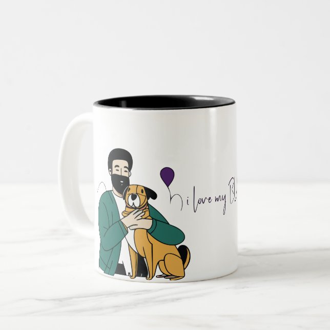 Caneca De Café Em Dois Tons Adoro Meu Cachorro - Edição Masculina 3 (Frente Esquerda)