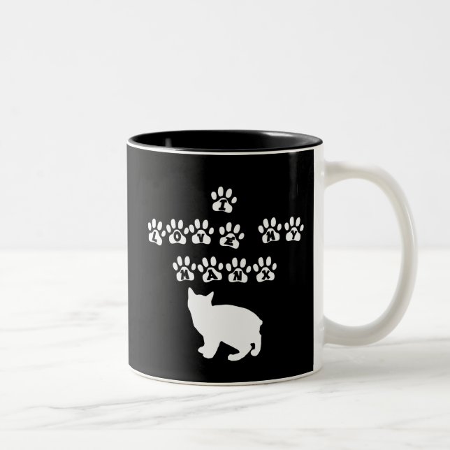 Caneca De Café Em Dois Tons Adoro Minha Manx — Texto Branco (Direita)