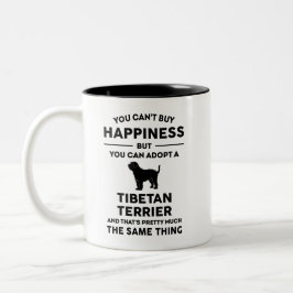 Caneca De Café Em Dois Tons Adotar a Felicidade Terrier Tibetana