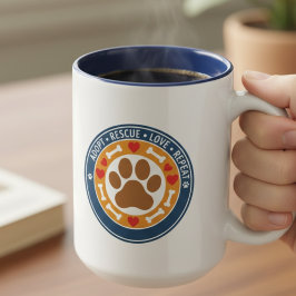 Caneca De Café Em Dois Tons Adote Resgate Amor Repita Insígnia