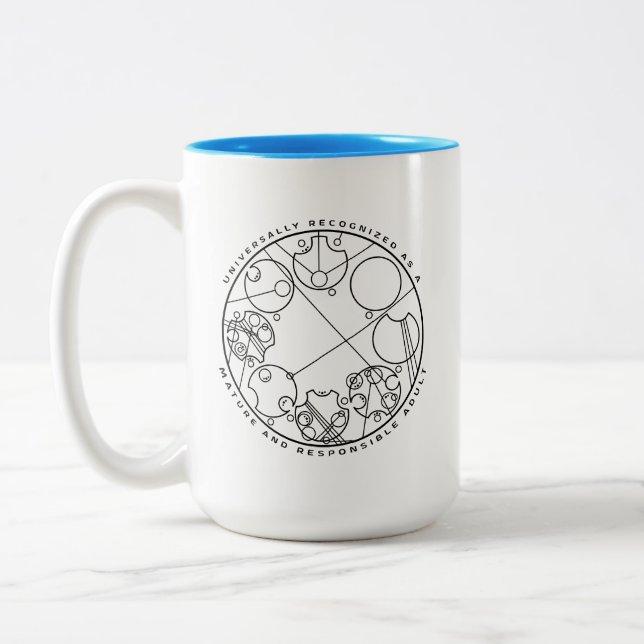 Caneca De Café Em Dois Tons Adulto Responsável - Circular Gallifreyan (Esquerda)
